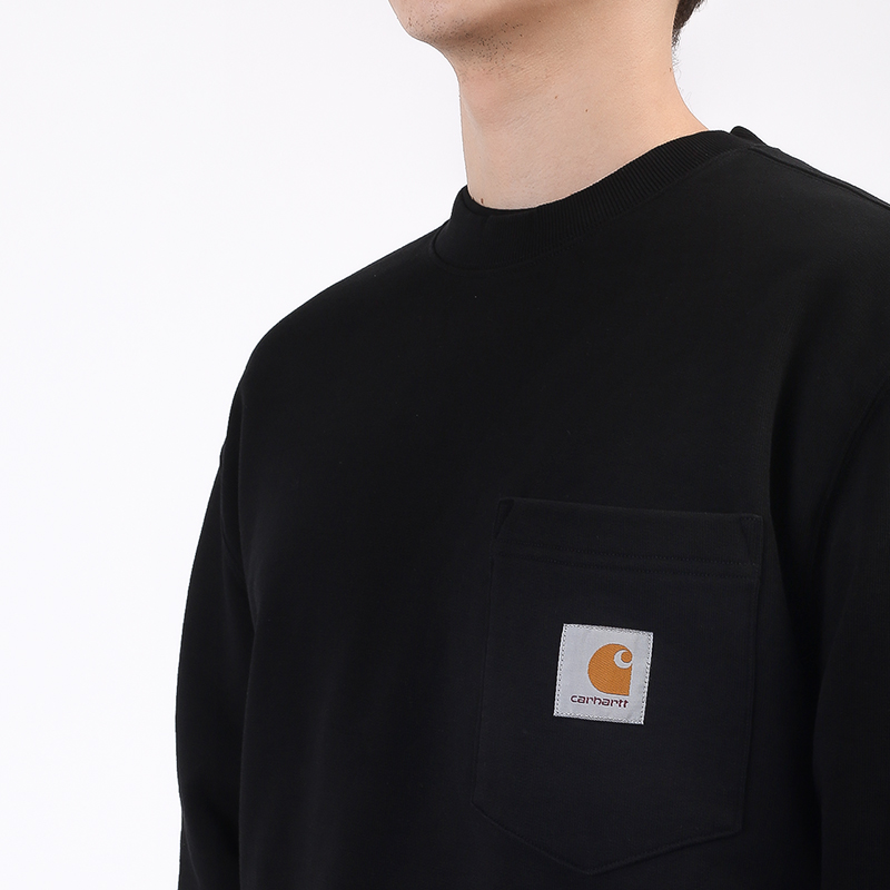 мужская черная толстовка Carhartt WIP Pocket Sweat I027681-black - цена, описание, фото 2